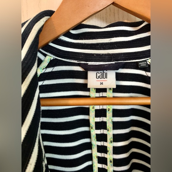 CAbi Maritime Trench Coat Blue & White Striped Nautical Jacket Style 5151 Medium - Picture 11 of 11